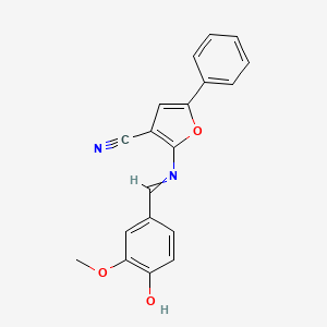 molecular formula C19H14N2O3 B1309125 2-[(4-Hydroxy-3-methoxyphenyl)methylideneamino]-5-phenylfuran-3-carbonitrile 