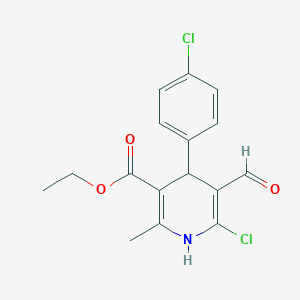 molecular formula C16H15Cl2NO3 B1309126 Ethyl 6-chloro-4-(4-chlorophenyl)-5-formyl-2-methyl-1,4-dihydropyridine-3-carboxylate CAS No. 4714-17-4