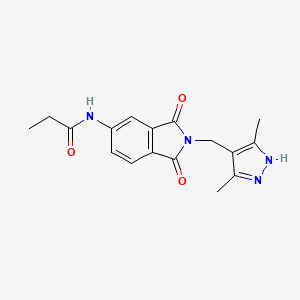 molecular formula C17H18N4O3 B13091315 N-(2-((3,5-dimethyl-1H-pyrazol-4-yl)methyl)-1,3-dioxoisoindolin-5-yl)propionamide 