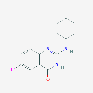 molecular formula C14H16IN3O B13091364 2-(Cyclohexylamino)-6-iodoquinazolin-4(3H)-one 