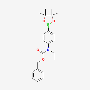 molecular formula C22H28BNO4 B13091368 Benzyl ethyl(4-(4,4,5,5-tetramethyl-1,3,2-dioxaborolan-2-yl)phenyl)carbamate 