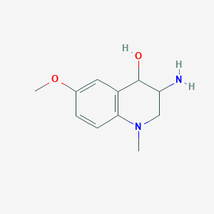 molecular formula C11H16N2O2 B13091377 3-Amino-6-methoxy-1-methyl-1,2,3,4-tetrahydroquinolin-4-ol 