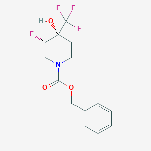 molecular formula C14H15F4NO3 B13091423 trans-Benzyl 3-fluoro-4-hydroxy-4-(trifluoromethyl)piperidine-1-carboxylate 