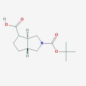 molecular formula C13H21NO4 B13091458 trans-2-(tert-Butoxycarbonyl)octahydrocyclopenta[c]pyrrole-4-carboxylic acid 