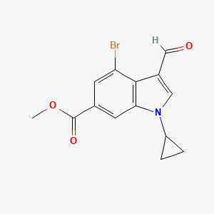 molecular formula C14H12BrNO3 B13091517 Methyl 4-bromo-1-cyclopropyl-3-formyl-1H-indole-6-carboxylate 