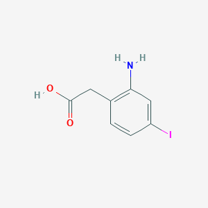 molecular formula C8H8INO2 B13091580 2-(2-Amino-4-iodophenyl)acetic acid 