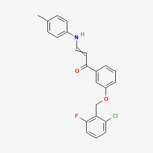 molecular formula C23H19ClFNO2 B1309161 (E)-1-{3-[(2-chloro-6-fluorobenzyl)oxy]phenyl}-3-(4-toluidino)-2-propen-1-one 