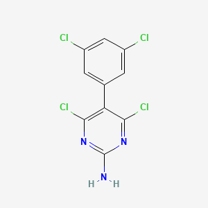 molecular formula C10H5Cl4N3 B13091795 4,6-Dichloro-5-(3,5-dichlorophenyl)pyrimidin-2-amine 