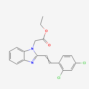 molecular formula C19H16Cl2N2O2 B1309196 Ethyl 2-[2-[2-(2,4-dichlorophenyl)ethenyl]benzimidazol-1-yl]acetate 