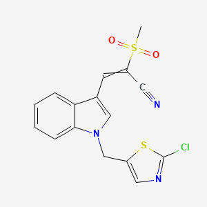 molecular formula C16H12ClN3O2S2 B1309198 (E)-3-{1-[(2-chloro-1,3-thiazol-5-yl)methyl]-1H-indol-3-yl}-2-(methylsulfonyl)-2-propenenitrile 