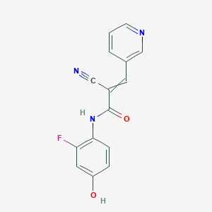 molecular formula C15H10FN3O2 B1309201 2-cyano-N-(2-fluoro-4-hydroxyphenyl)-3-pyridin-3-ylprop-2-enamide 