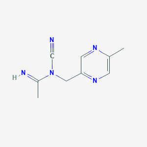 molecular formula C9H11N5 B13092194 N-Cyano-N-((5-methylpyrazin-2-yl)methyl)acetimidamide 