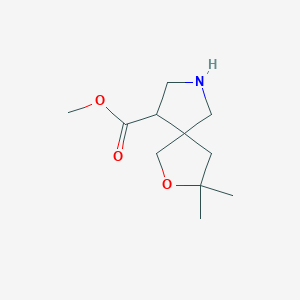 molecular formula C11H19NO3 B13092505 Methyl 3,3-dimethyl-2-oxa-7-azaspiro[4.4]nonane-9-carboxylate 