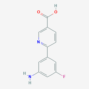 molecular formula C12H9FN2O2 B13092510 6-(3-Amino-5-fluorophenyl)nicotinic acid 