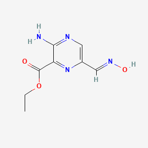 molecular formula C8H10N4O3 B13092512 Ethyl 3-amino-6-((hydroxyimino)methyl)pyrazine-2-carboxylate 