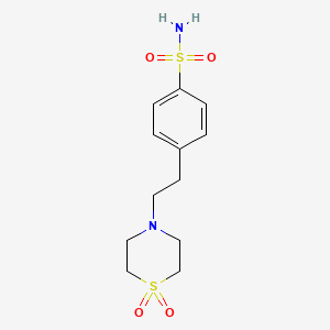 molecular formula C12H18N2O4S2 B1309255 4-[2-(1,1-Dioxo-1lambda~6~,4-thiazinan-4-yl)ethyl]benzenesulfonamide CAS No. 866041-18-1