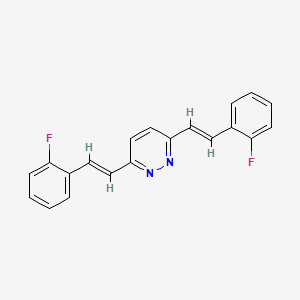 molecular formula C20H14F2N2 B13092600 3,6-Bis(2-fluorostyryl)pyridazine CAS No. 5273-57-4
