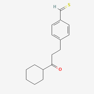 molecular formula C16H20OS B13092646 Cyclohexyl2-(4-thiomethylphenyl)ethylketone 