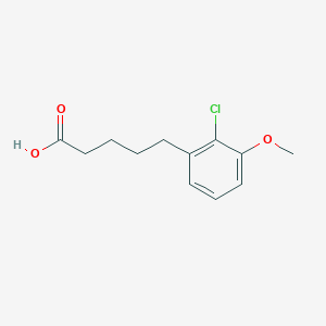 molecular formula C12H15ClO3 B13092839 5-(2-Chloro-3-methoxyphenyl)pentanoic acid 