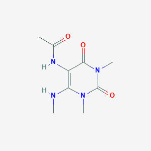 molecular formula C9H14N4O3 B13092855 N-(1,3-Dimethyl-6-(methylamino)-2,4-dioxo-1,2,3,4-tetrahydropyrimidin-5-yl)acetamide CAS No. 104509-81-1