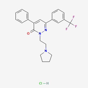 molecular formula C23H23ClF3N3O B13092890 4-Phenyl-2-(2-pyrrolidin-1-ylethyl)-6-[3-(trifluoromethyl)phenyl]pyridazin-3-one;hydrochloride 