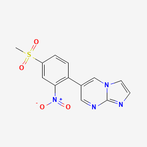 molecular formula C13H10N4O4S B13092929 6-(4-(Methylsulfonyl)-2-nitrophenyl)imidazo[1,2-a]pyrimidine CAS No. 1027511-40-5