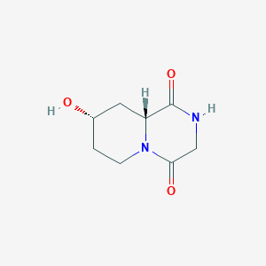 molecular formula C8H12N2O3 B13092990 (8S,9AR)-8-hydroxyhexahydro-1H-pyrido[1,2-a]pyrazine-1,4(6H)-dione 