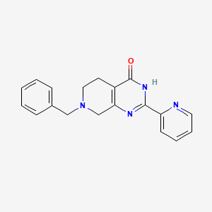 molecular formula C19H18N4O B13092997 7-Benzyl-2-(pyridin-2-yl)-5,6,7,8-tetrahydropyrido[3,4-d]pyrimidin-4(3H)-one 
