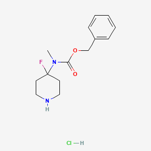 molecular formula C14H20ClFN2O2 B13093140 Benzyl (4-fluoropiperidin-4-yl)(methyl)carbamate hydrochloride 