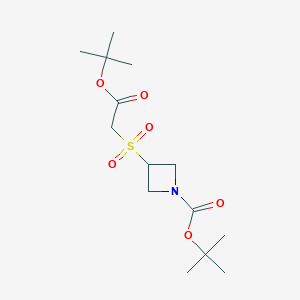 molecular formula C14H25NO6S B13093190 Tert-butyl 3-((2-(tert-butoxy)-2-oxoethyl)sulfonyl)azetidine-1-carboxylate 