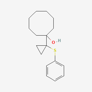 molecular formula C17H24OS B13093286 1-(1-(Phenylthio)cyclopropyl)cyclooctanol 