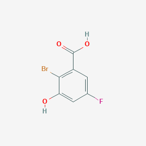 molecular formula C7H4BrFO3 B13093335 2-Bromo-5-fluoro-3-hydroxybenzoic acid 