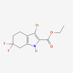 molecular formula C11H12BrF2NO2 B13093363 Ethyl 3-bromo-6,6-difluoro-4,5,6,7-tetrahydro-1H-indole-2-carboxylate 