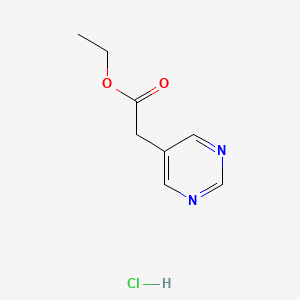 molecular formula C8H11ClN2O2 B13093470 Ethyl 2-(pyrimidin-5-yl)acetate hydrochloride 