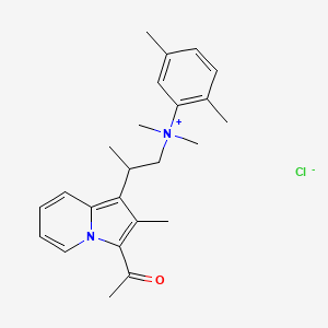 molecular formula C24H31ClN2O B13093484 N-(2-(3-Acetyl-2-methylindolizin-1-yl)propyl)-N,N,2,5-tetramethylbenzenaminium chloride 