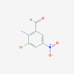 molecular formula C8H6BrNO3 B13093560 3-Bromo-2-methyl-5-nitrobenzaldehyde 