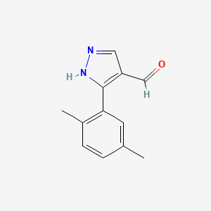 molecular formula C12H12N2O B1309365 3-(2,5-dimethylphenyl)-1H-pyrazole-4-carbaldehyde CAS No. 720696-71-9