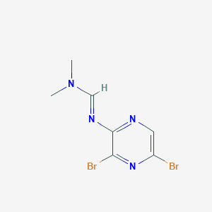 molecular formula C7H8Br2N4 B13093662 N'-(3,5-Dibromopyrazin-2-yl)-N,N-dimethylformimidamide 