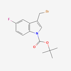 molecular formula C14H15BrFNO2 B13093672 Tert-butyl 3-(bromomethyl)-5-fluoro-1H-indole-1-carboxylate 