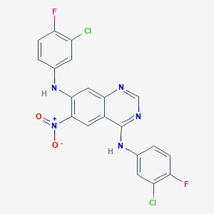 molecular formula C20H11Cl2F2N5O2 B13093680 N4,N7-Bis(3-chloro-4-fluorophenyl)-6-nitroquinazoline-4,7-diamine 