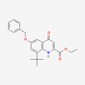 molecular formula C23H25NO4 B13093699 Ethyl 6-(benzyloxy)-8-(tert-butyl)-4-hydroxyquinoline-2-carboxylate 