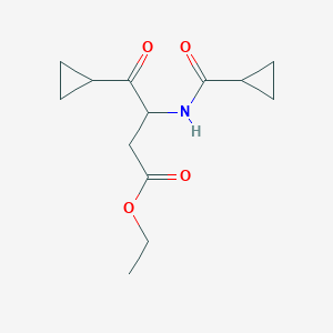 molecular formula C13H19NO4 B13093755 Ethyl 3-(cyclopropanecarboxamido)-4-cyclopropyl-4-oxobutanoate 