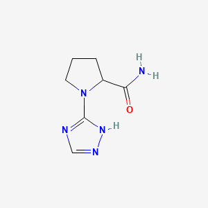 molecular formula C7H11N5O B13093780 1-(1H-1,2,4-Triazol-3-yl)pyrrolidine-2-carboxamide 