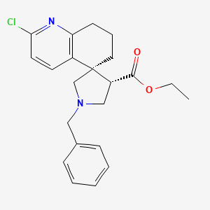molecular formula C22H25ClN2O2 B13093827 cis-Ethyl 1-benzyl-2'-chloro-7',8'-dihydro-6'H-spiro[pyrrolidine-3,5'-quinoline]-4-carboxylate 