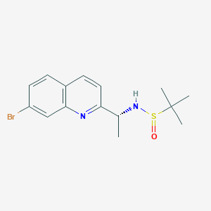 molecular formula C15H19BrN2OS B13093876 (R)-N-((R)-1-(7-Bromoquinolin-2-yl)ethyl)-2-methylpropane-2-sulfinamide 