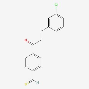 molecular formula C16H13ClOS B13093947 4-[3-(3-Chlorophenyl)propanoyl]thiobenzaldehyde 