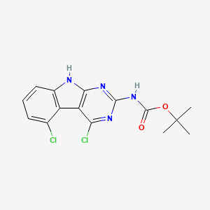molecular formula C15H14Cl2N4O2 B13093974 Tert-butyl (4,5-dichloro-9H-pyrimido[4,5-B]indol-2-YL)carbamate 