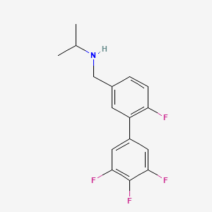 molecular formula C16H15F4N B13094006 N-((3',4',5',6-Tetrafluoro-[1,1'-biphenyl]-3-YL)methyl)propan-2-amine 