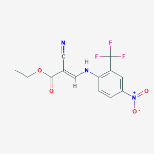 molecular formula C13H10F3N3O4 B13094038 ethyl (E)-2-cyano-3-[4-nitro-2-(trifluoromethyl)anilino]prop-2-enoate 
