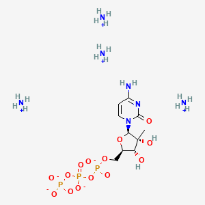 molecular formula C10H30N7O14P3 B13094126 tetraazanium;[[[(2R,3R,4R,5R)-5-(4-amino-2-oxopyrimidin-1-yl)-3,4-dihydroxy-4-methyloxolan-2-yl]methoxy-oxidophosphoryl]oxy-oxidophosphoryl] phosphate 